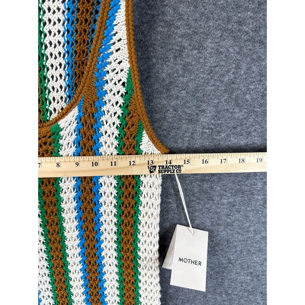 NWT MOTHER The Benefits Dress Size XS Striped‎ Crochet Fringe Midi Cotton Anthro